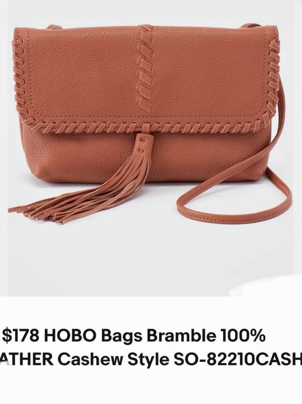 RARE * Preloved * HOBO Bramble Leather Crossbody Bag | Cashew